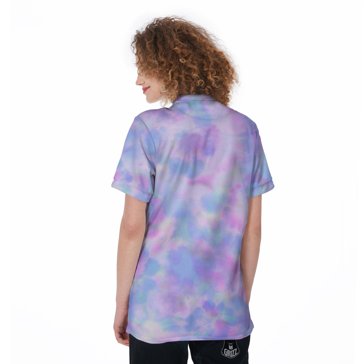 Purple And Blue Tie Dye Shibori Print Women's Golf Shirts-grizzshop