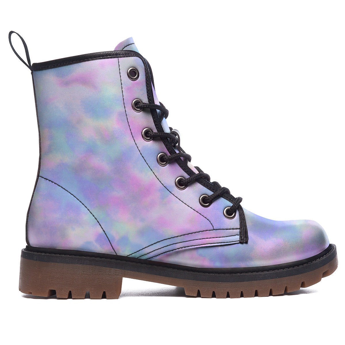 Purple And Blue Tie Dye Shibori Print Work Boots-grizzshop