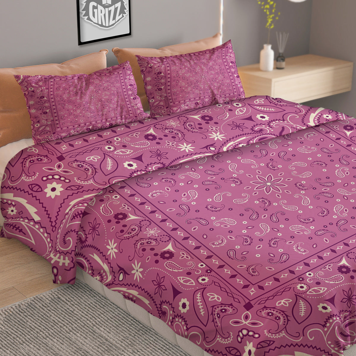 Purple Bandana Print Duvet Cover Bedding Set