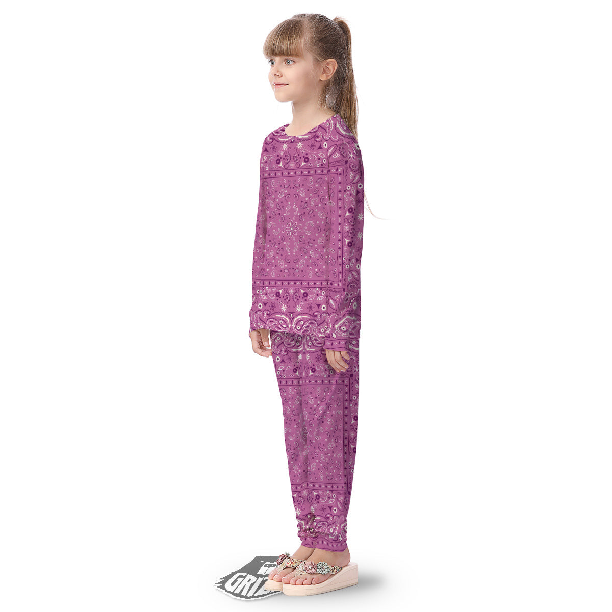 Purple Bandana Print Kid's Pajamas-grizzshop
