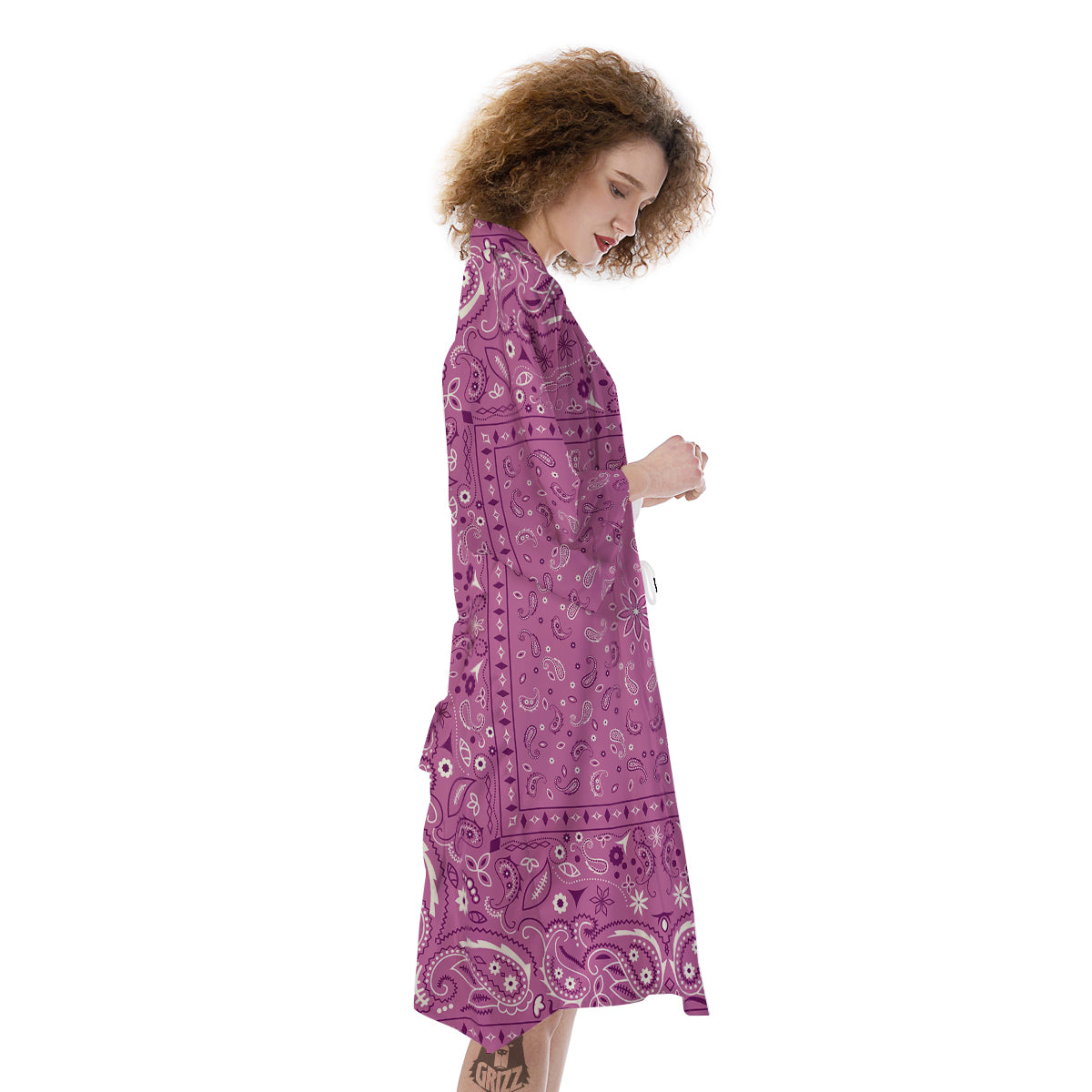 Purple Bandana Print Kimono-grizzshop