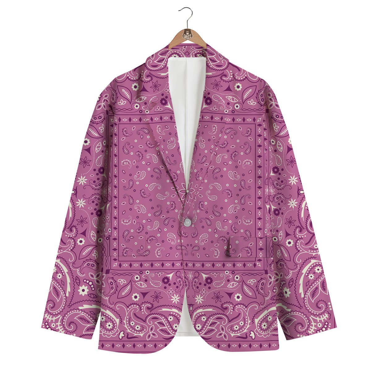 Purple Bandana Print Men's Blazer-grizzshop