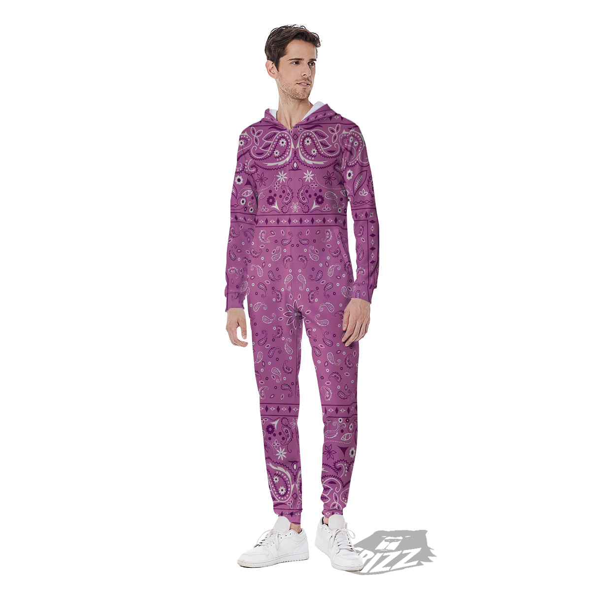 Purple Bandana Print Men's Jumpsuit-grizzshop