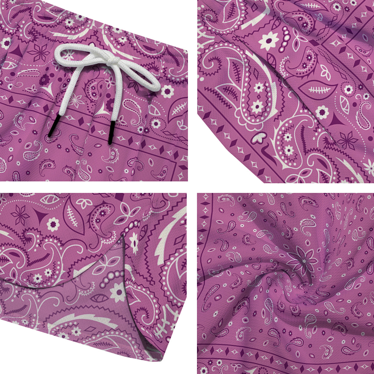 Purple Bandana Print Men's Running Shorts-grizzshop
