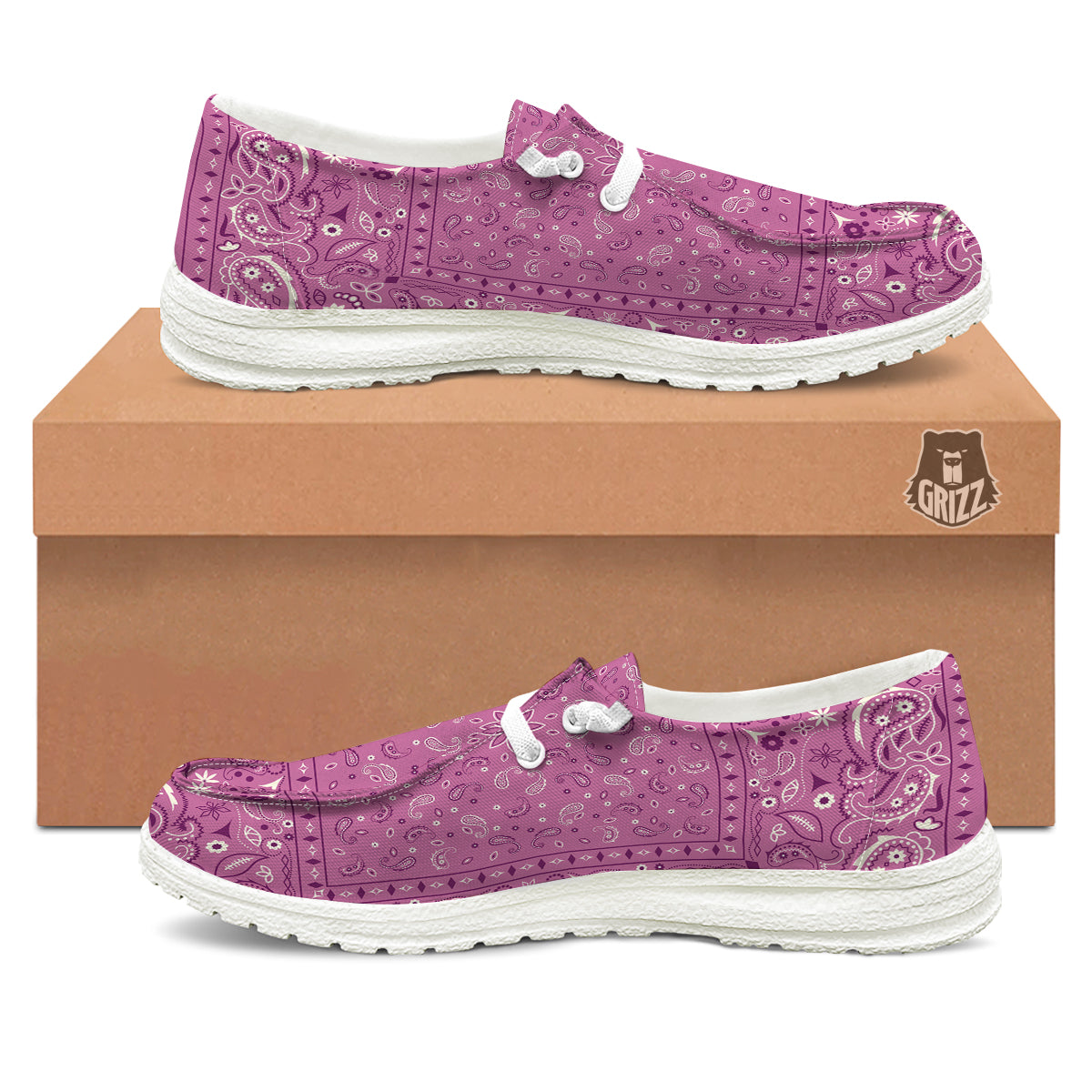 Purple Bandana Print White Loafers-grizzshop