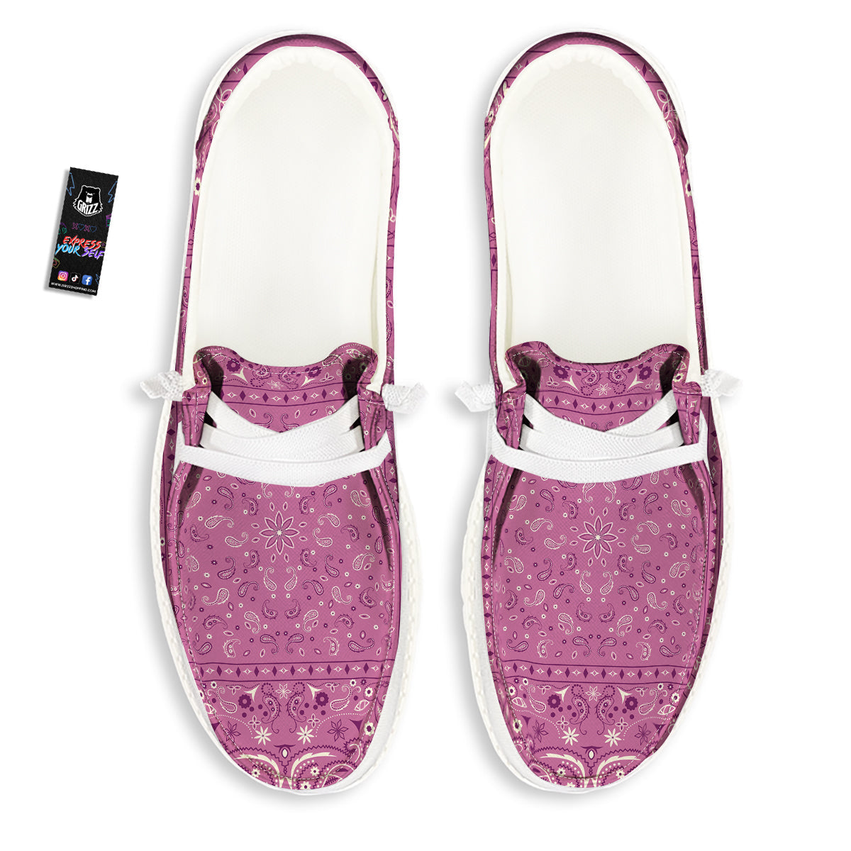 Purple Bandana Print White Loafers-grizzshop