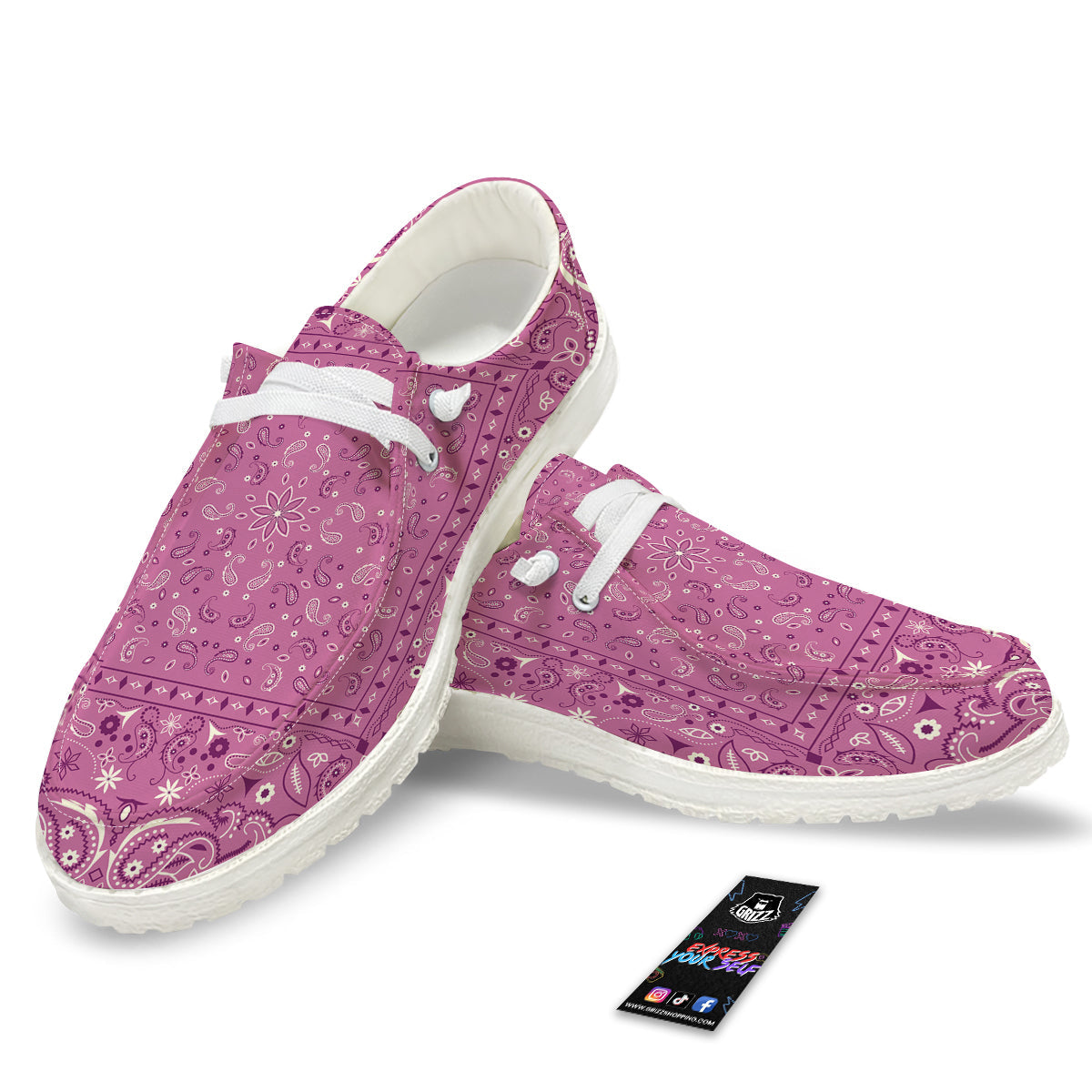 Purple Bandana Print White Loafers-grizzshop