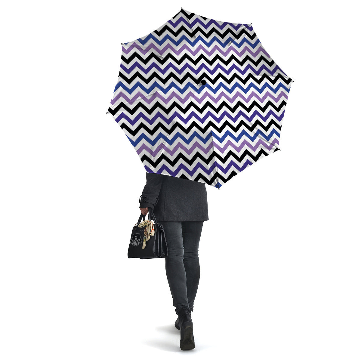 Purple Blue And Black Chevron Print Umbrella-grizzshop