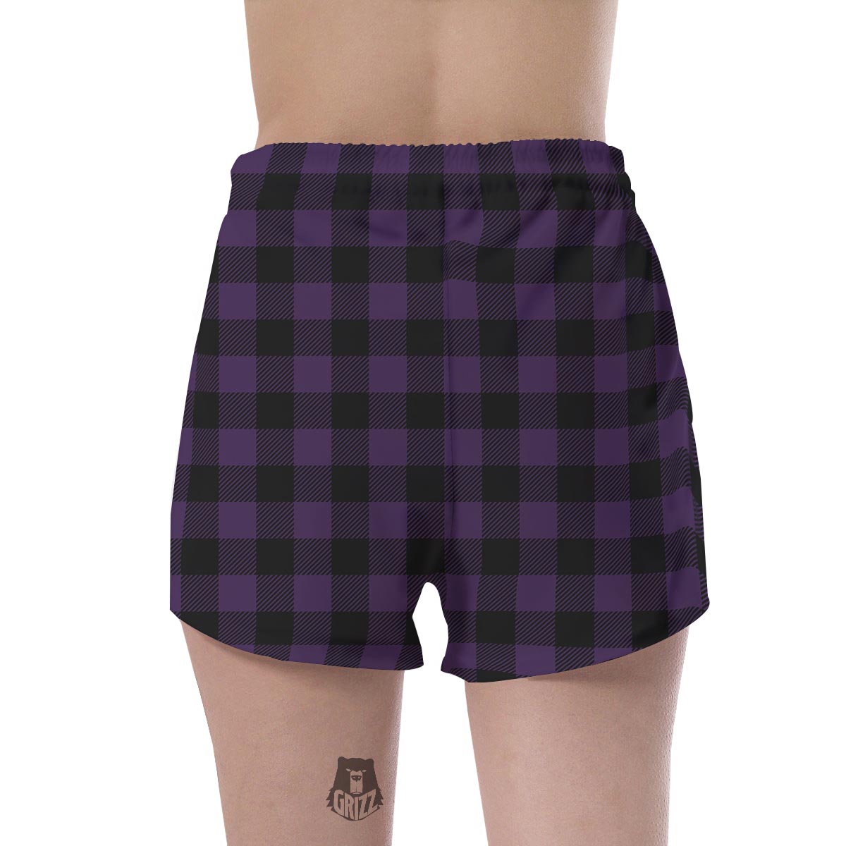 Purple Buffalo Plaid Women's Shorts-grizzshop
