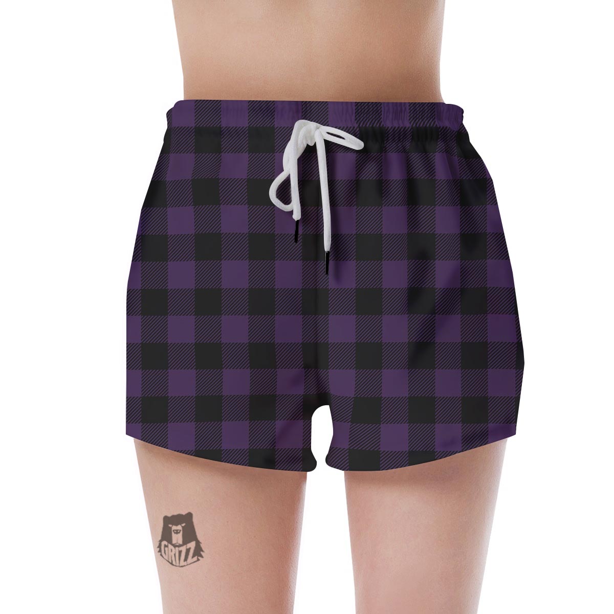 Purple Buffalo Plaid Women's Shorts-grizzshop