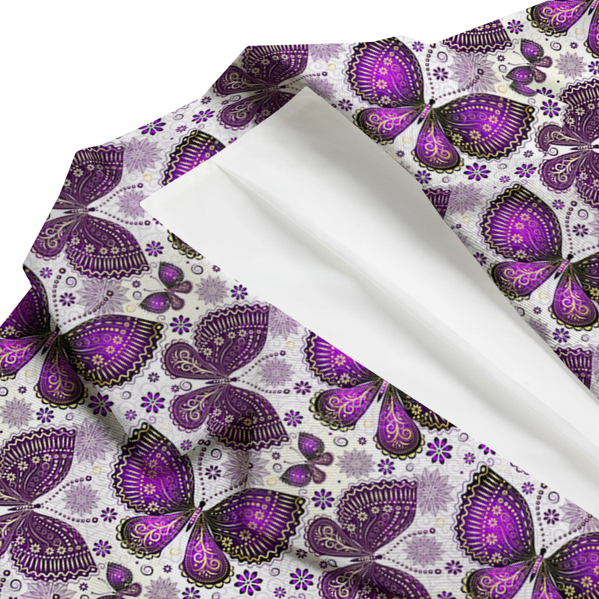 Purple Butterfly Pattern Print Men's Blazer-grizzshop