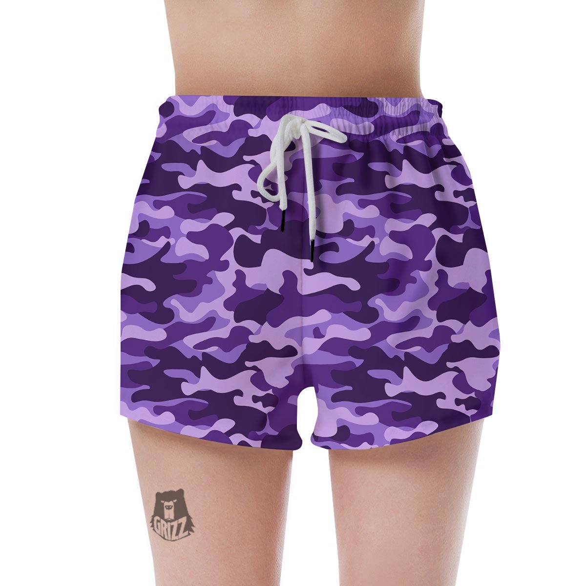 Purple Camo Print Women's Shorts-grizzshop