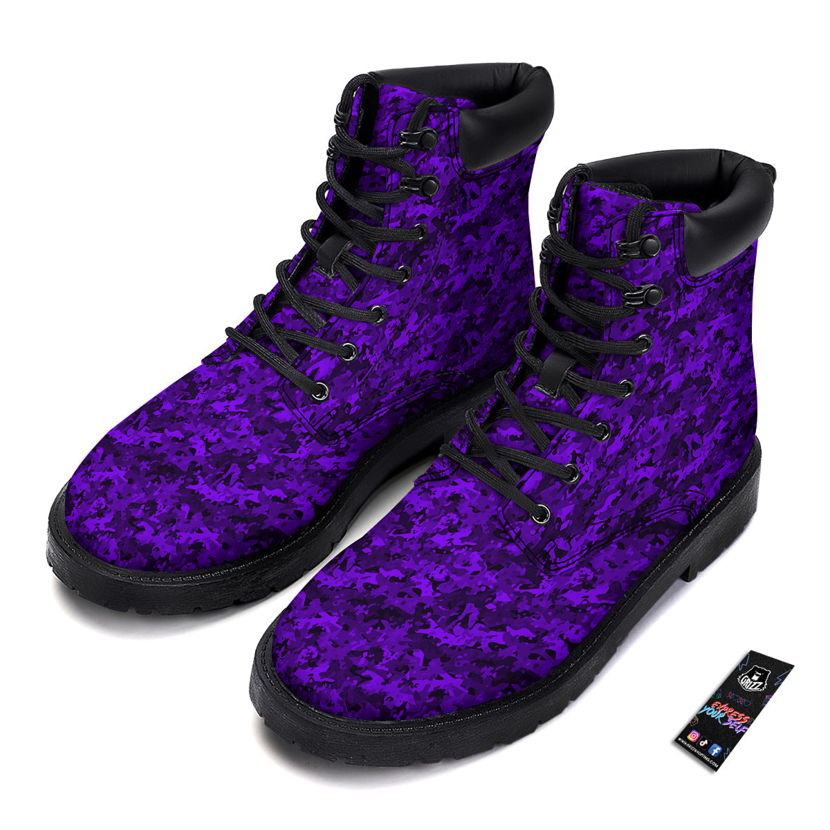 Purple Camouflage Dark Print Boots-grizzshop