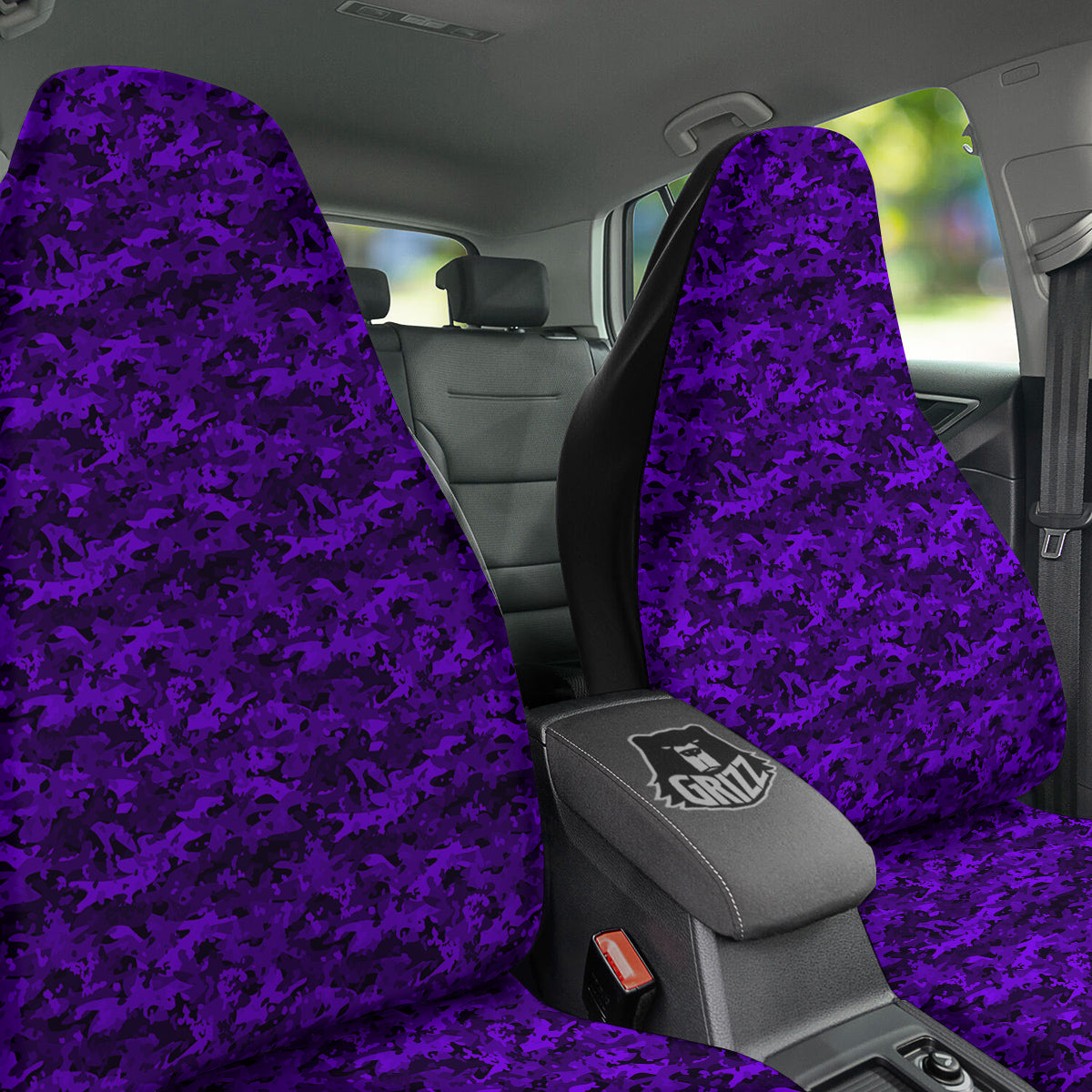Purple Camouflage Dark Print Car Seat Covers-grizzshop