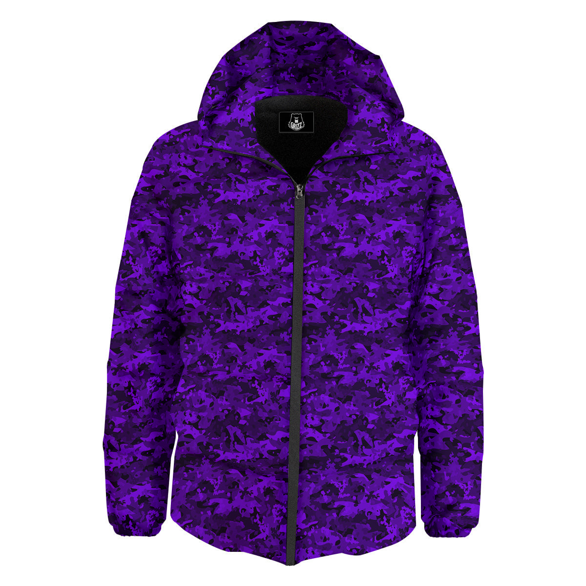 Purple Camouflage Dark Print Down Jacket-grizzshop