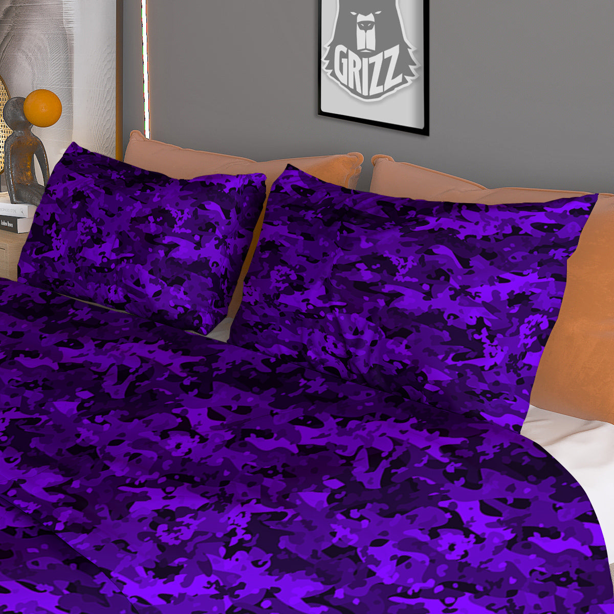 Purple Camouflage Dark Print Duvet Cover Bedding Set