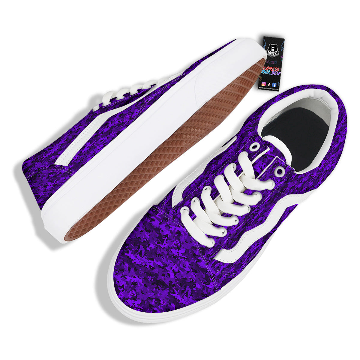 Purple Camouflage Dark Print Skate Shoes-grizzshop