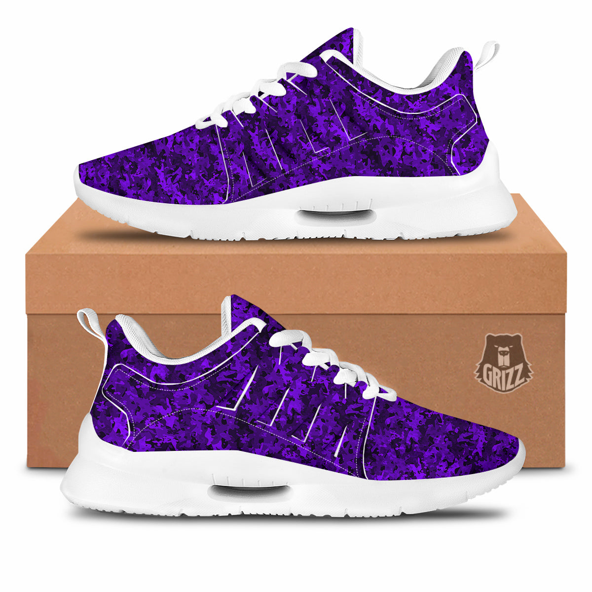 Purple Camouflage Dark Print Tennis Shoes-grizzshop