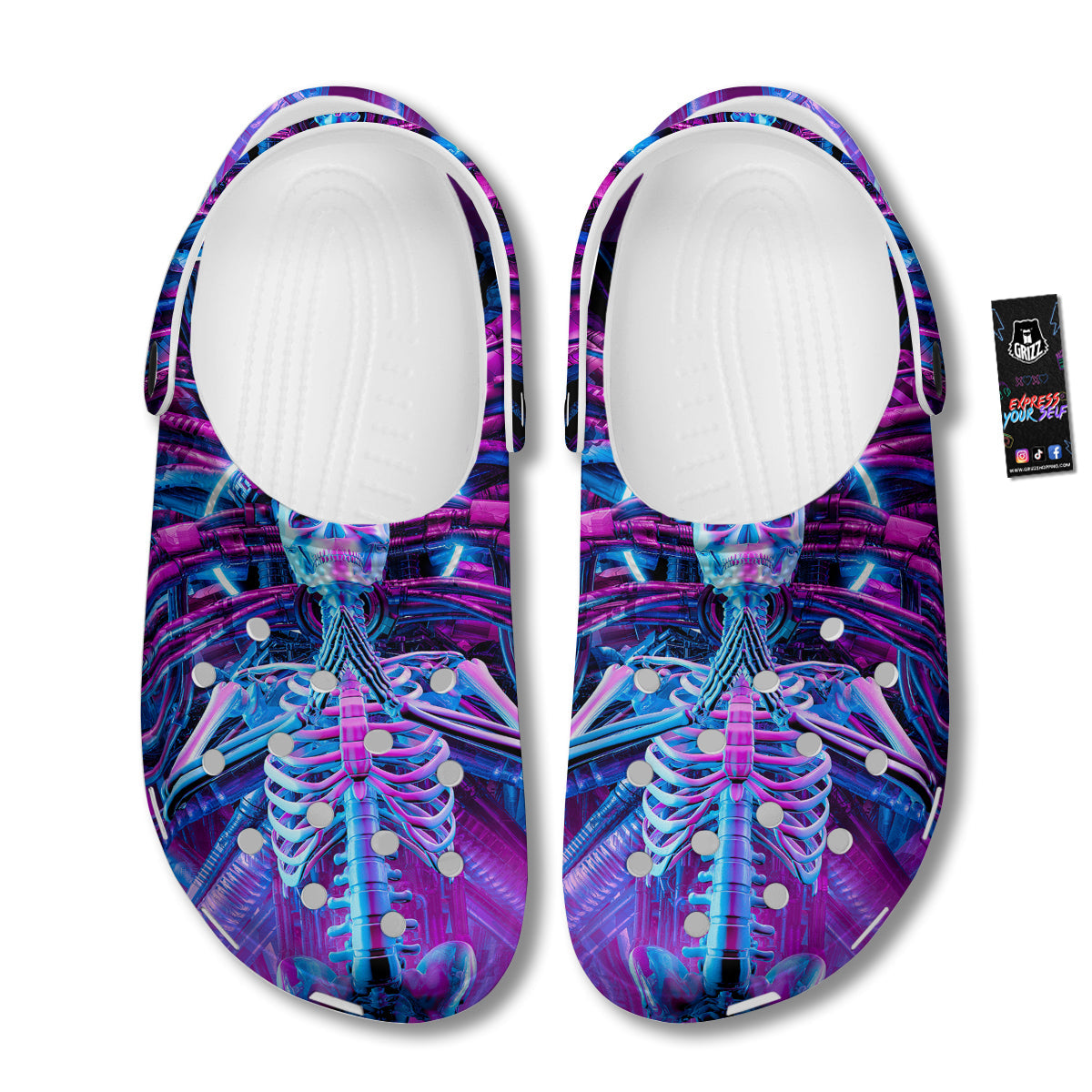 Purple Cyber Skeleton Print Clog-grizzshop