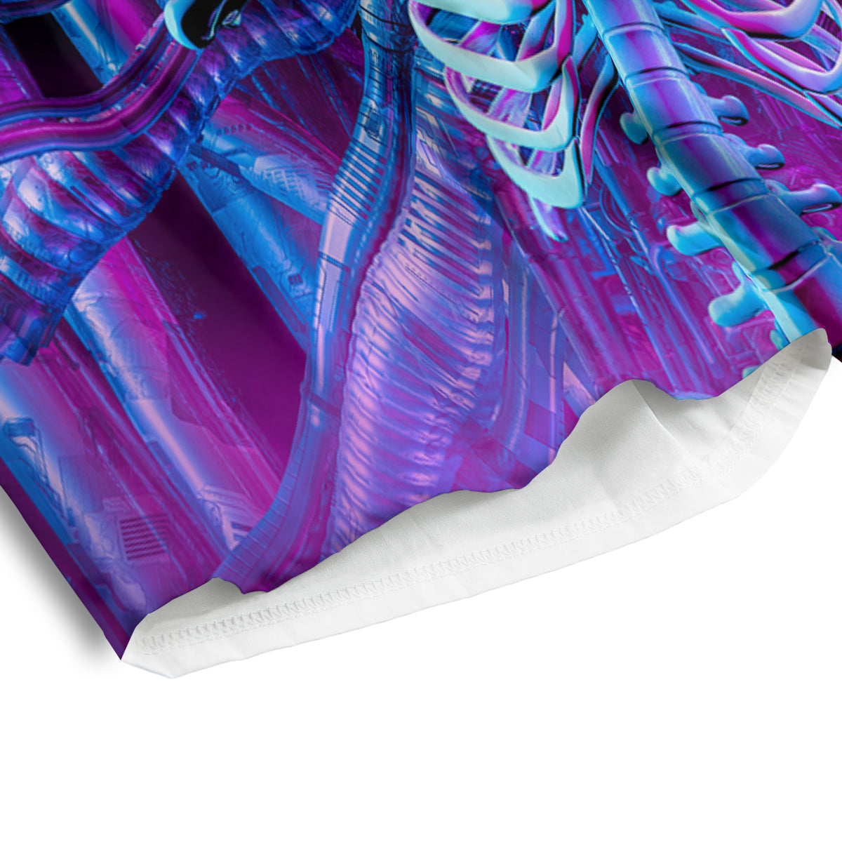 Purple Cyber Skeleton Print Men's Athletic Shorts