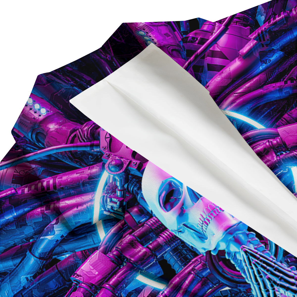 Purple Cyber Skeleton Print Men's Blazer-grizzshop