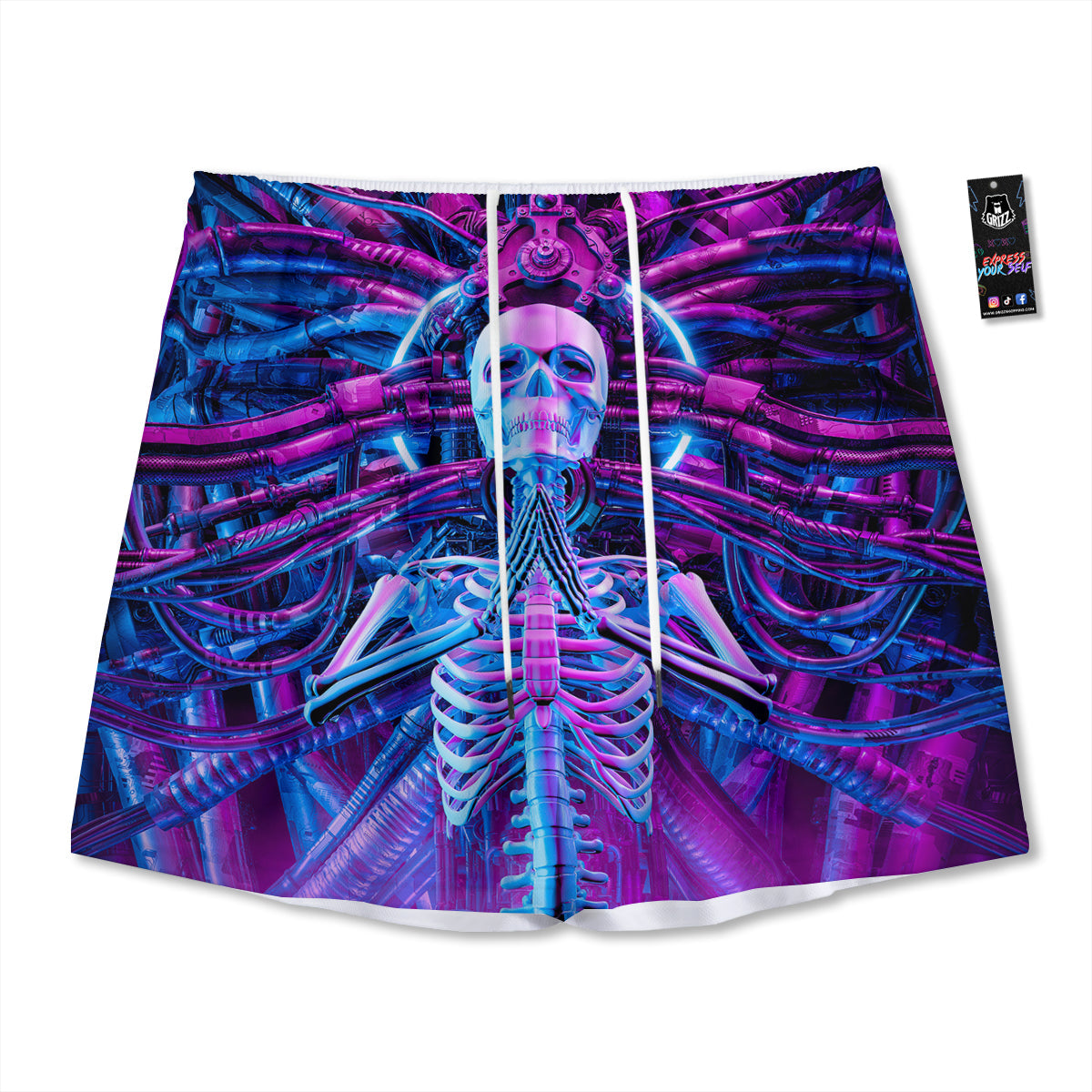 Rock And Roll Grunge Print Pattern Mesh Shorts