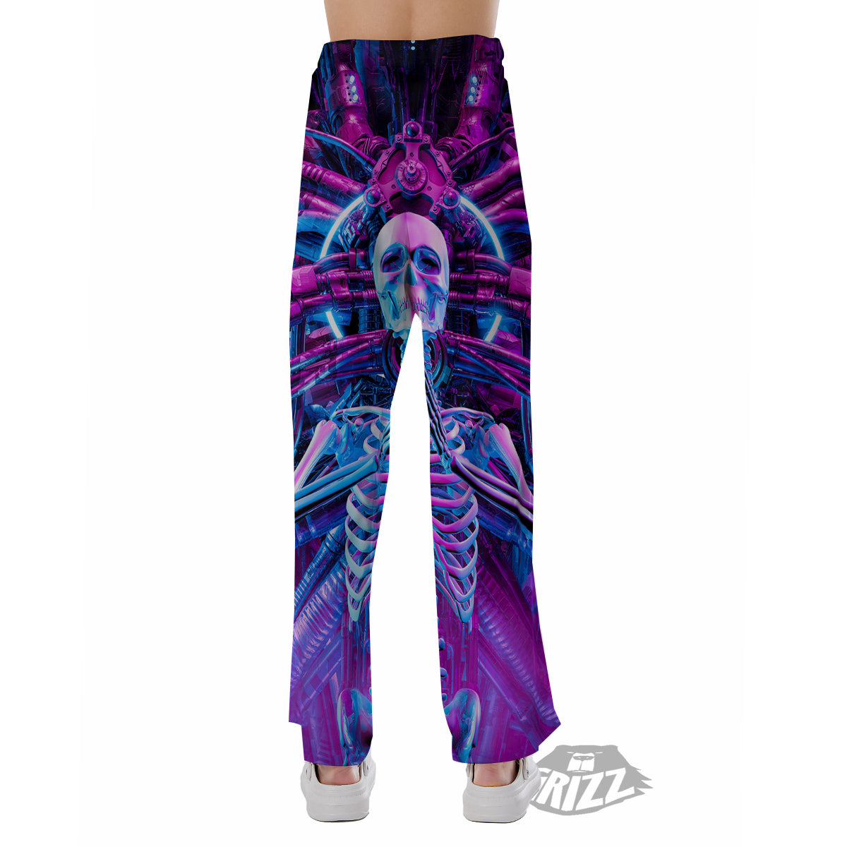 Purple Cyber Skeleton Print Pajama Pants-grizzshop