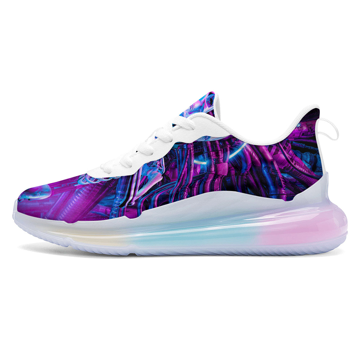 Purple Cyber Skeleton Print Running Sneakers-grizzshop