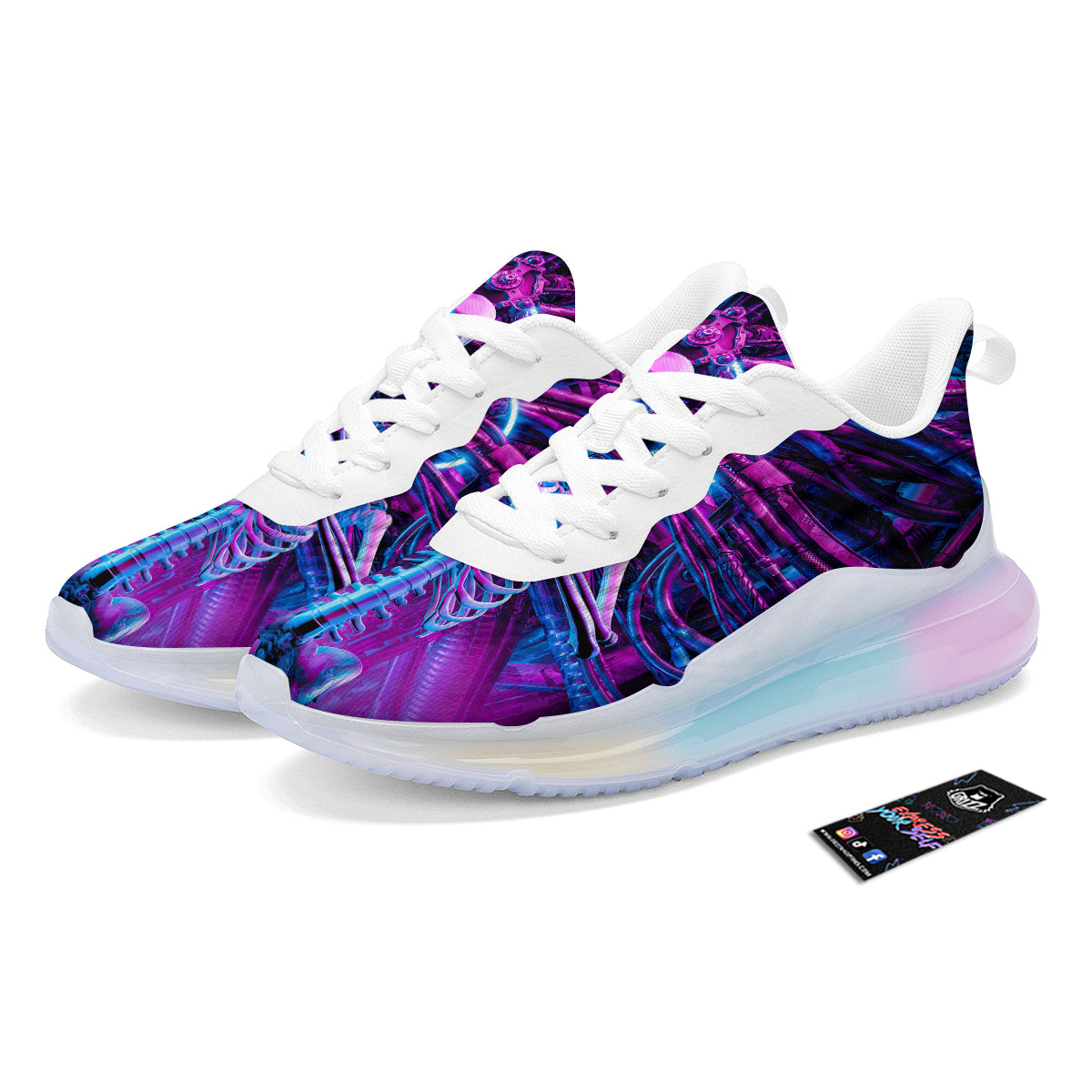 Purple Cyber Skeleton Print Running Sneakers-grizzshop