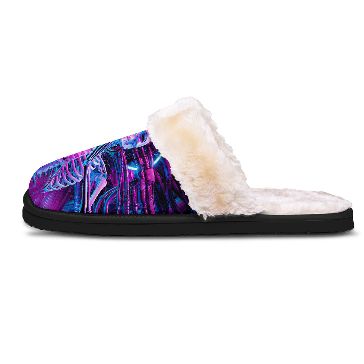 Purple Cyber Skeleton Print Slippers-grizzshop