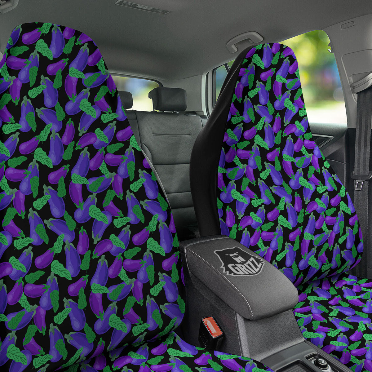 Purple Eggplant Print Pattern Car Seat Covers-grizzshop