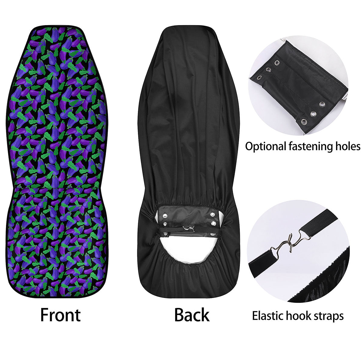 Purple Eggplant Print Pattern Car Seat Covers-grizzshop