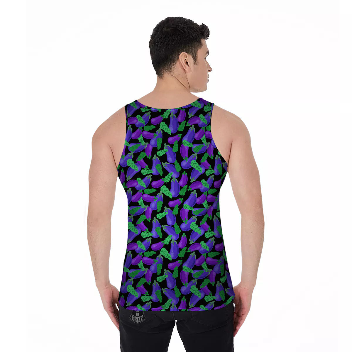 Purple Eggplant Print Pattern Men's Tank Top-grizzshop