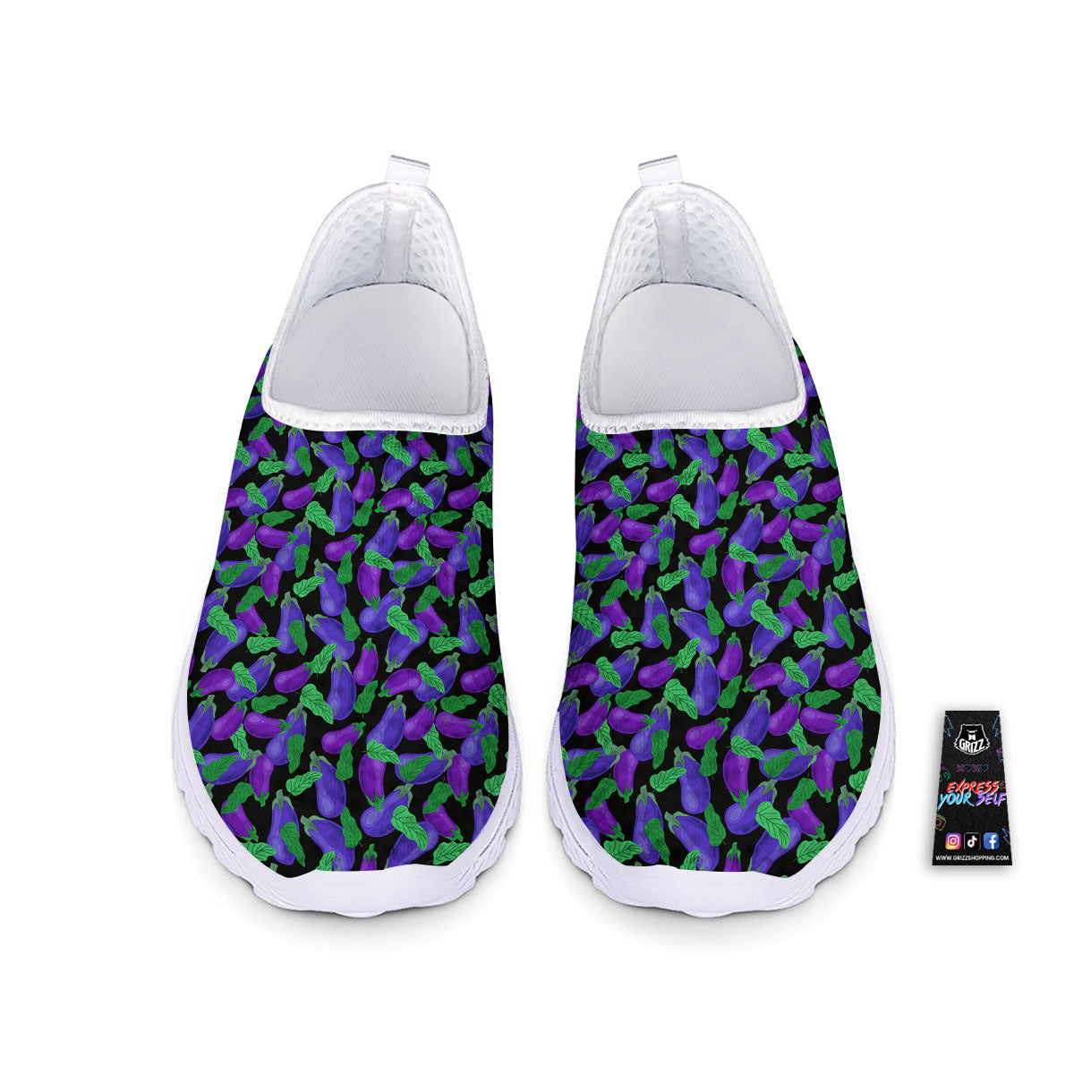 Purple Eggplant Print Pattern Nurse Shoes-grizzshop