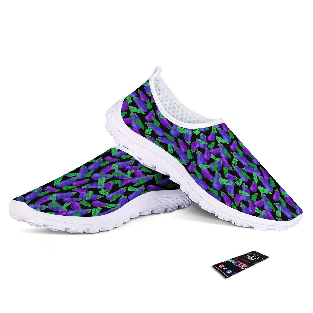 Purple Eggplant Print Pattern Nurse Shoes-grizzshop