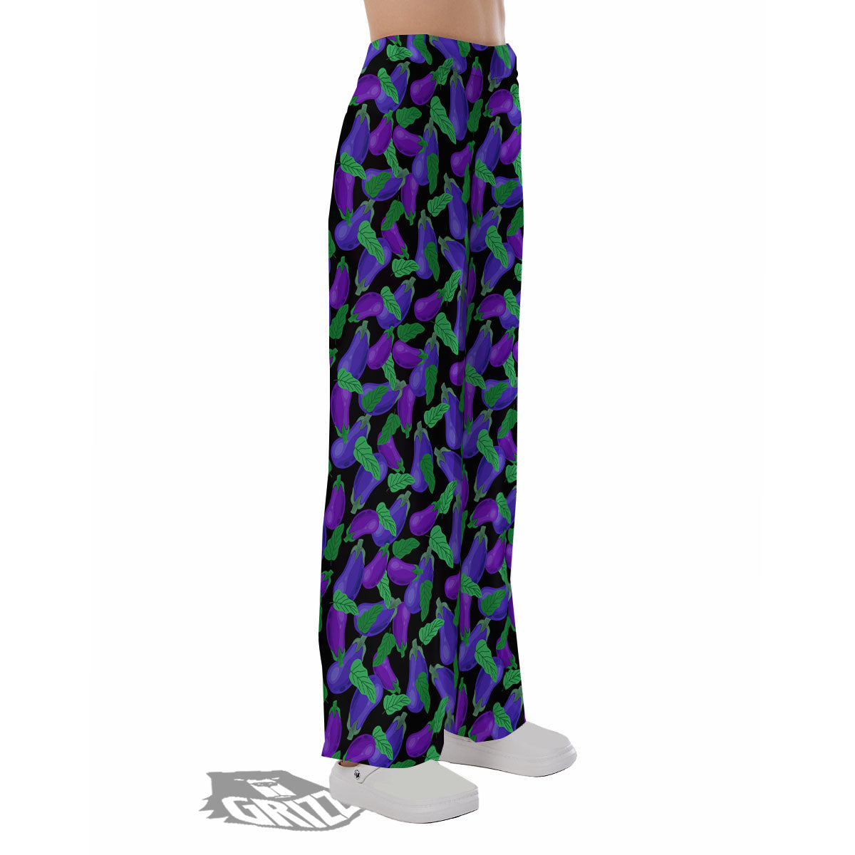 Purple Eggplant Print Pattern Pajama Pants-grizzshop