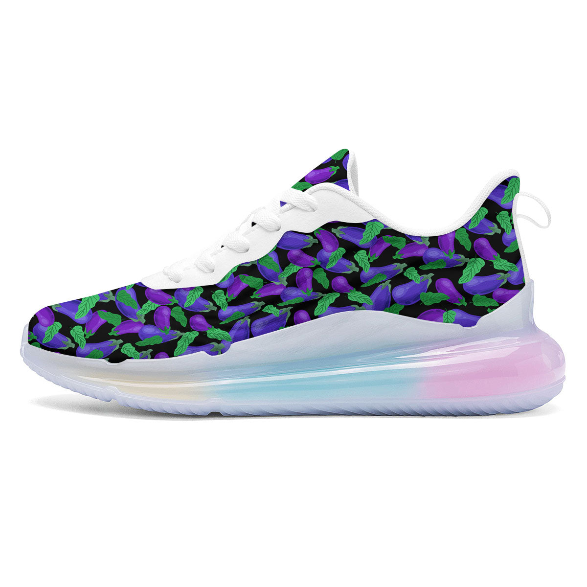 Purple Eggplant Print Pattern Running Sneakers-grizzshop