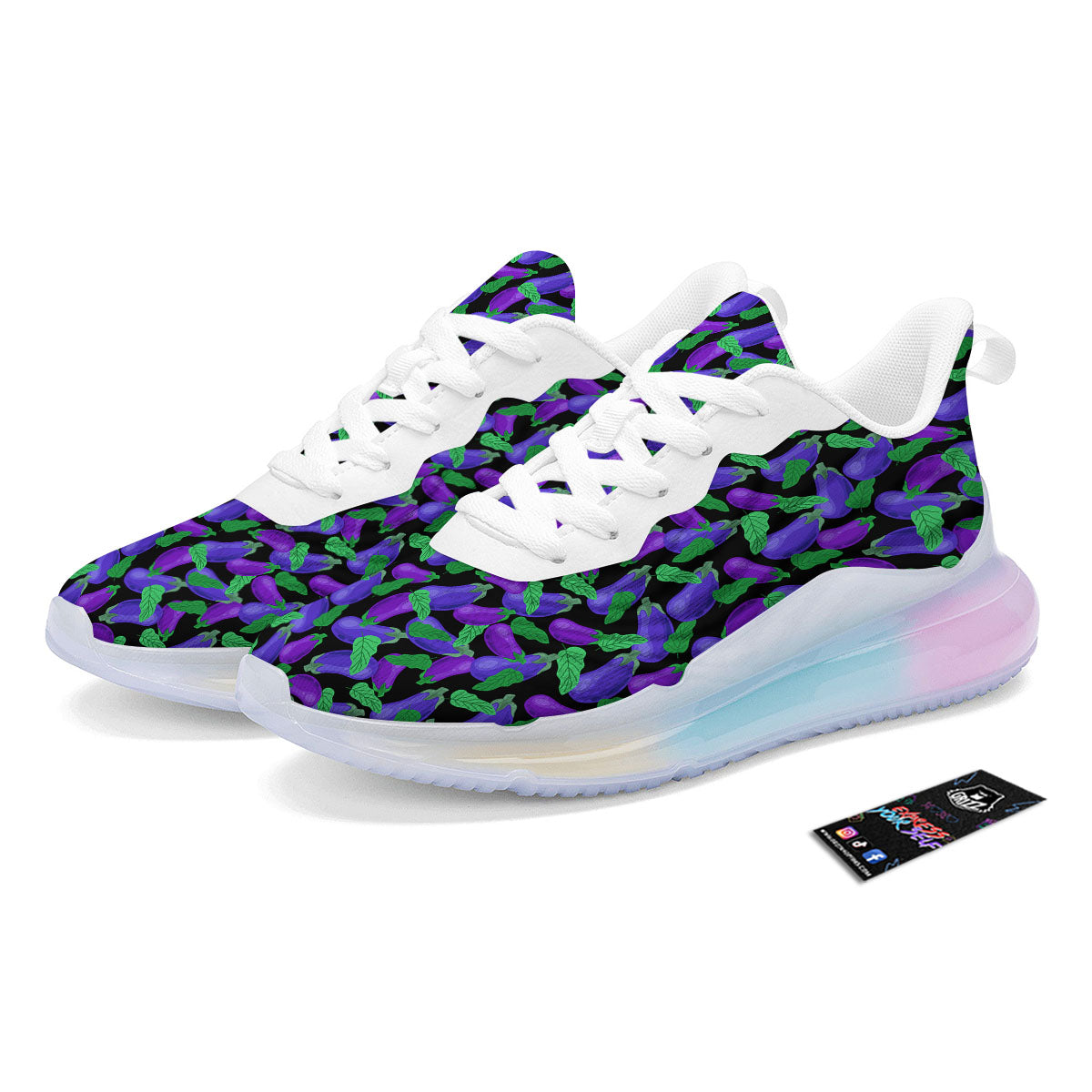 Purple Eggplant Print Pattern Running Sneakers-grizzshop