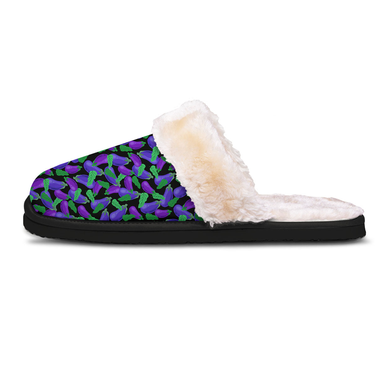 Purple Eggplant Print Pattern Slippers-grizzshop