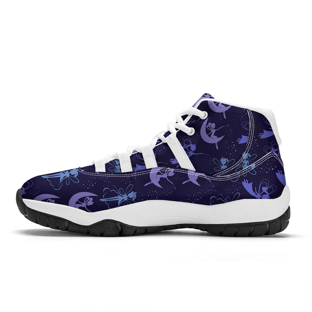 Purple Fairy Pattern Print White Bball Shoes-grizzshop