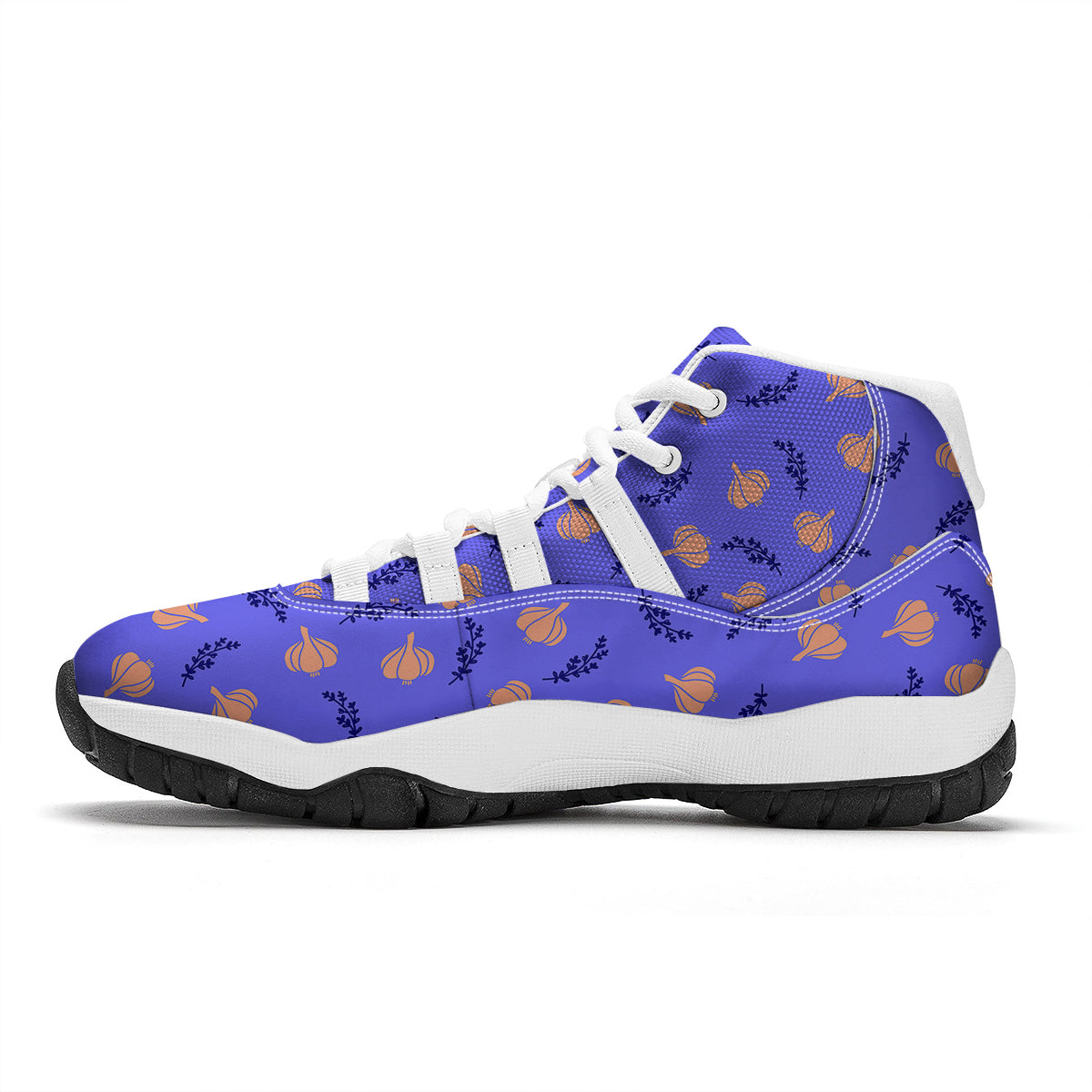 Purple Garlic Print Pattern White Bball Shoes-grizzshop