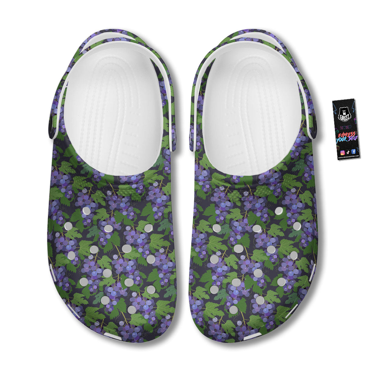 Purple Grapes Print Pattern Clog-grizzshop