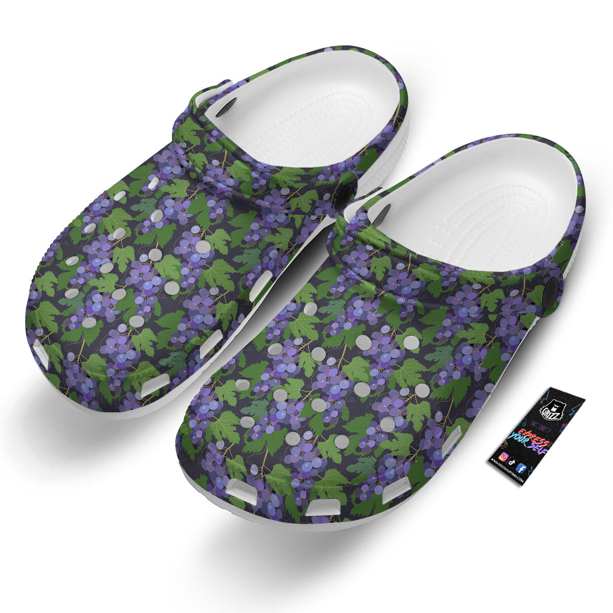 Purple Grapes Print Pattern Clog-grizzshop