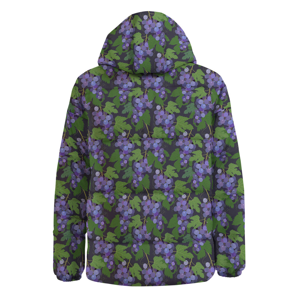 Purple Grapes Print Pattern Down Jacket-grizzshop