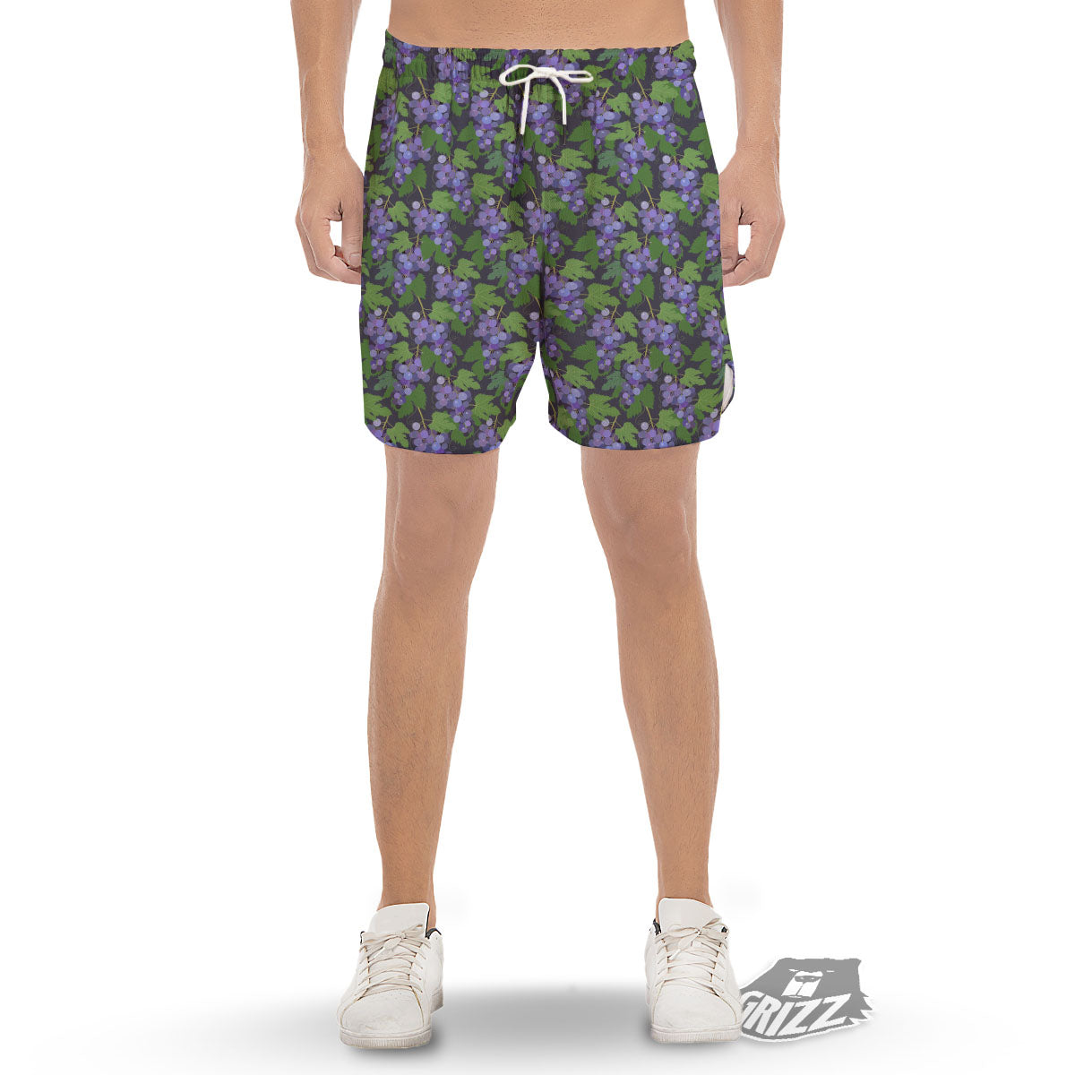 Purple Grapes Print Pattern Men's Gym Shorts-grizzshop