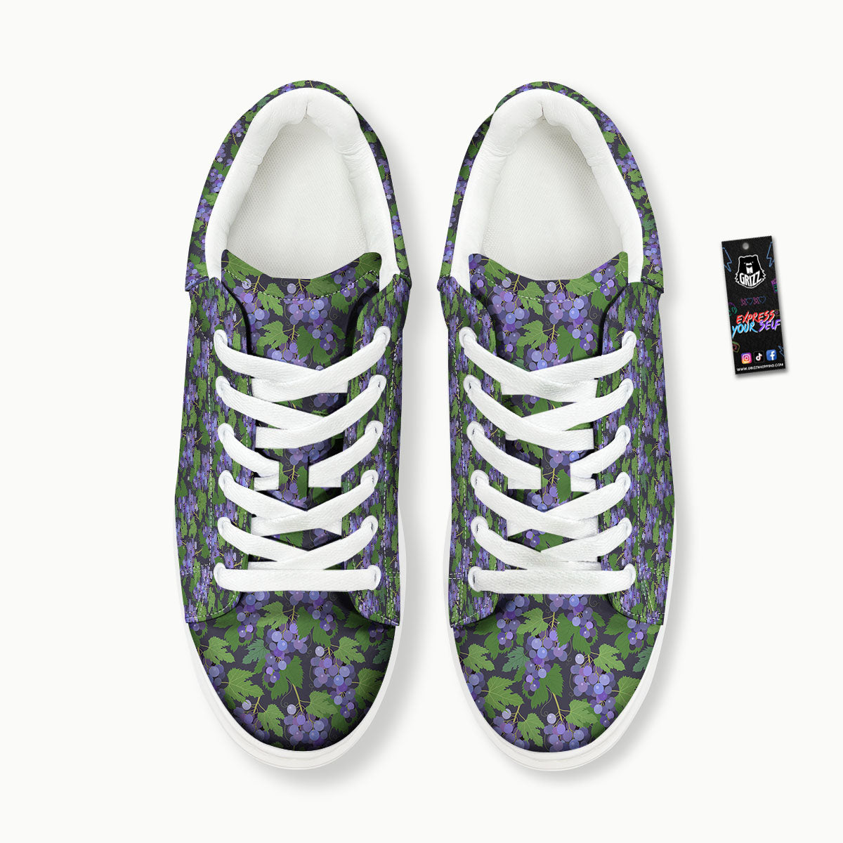 Purple Grapes Print Pattern Platform Shoes-grizzshop