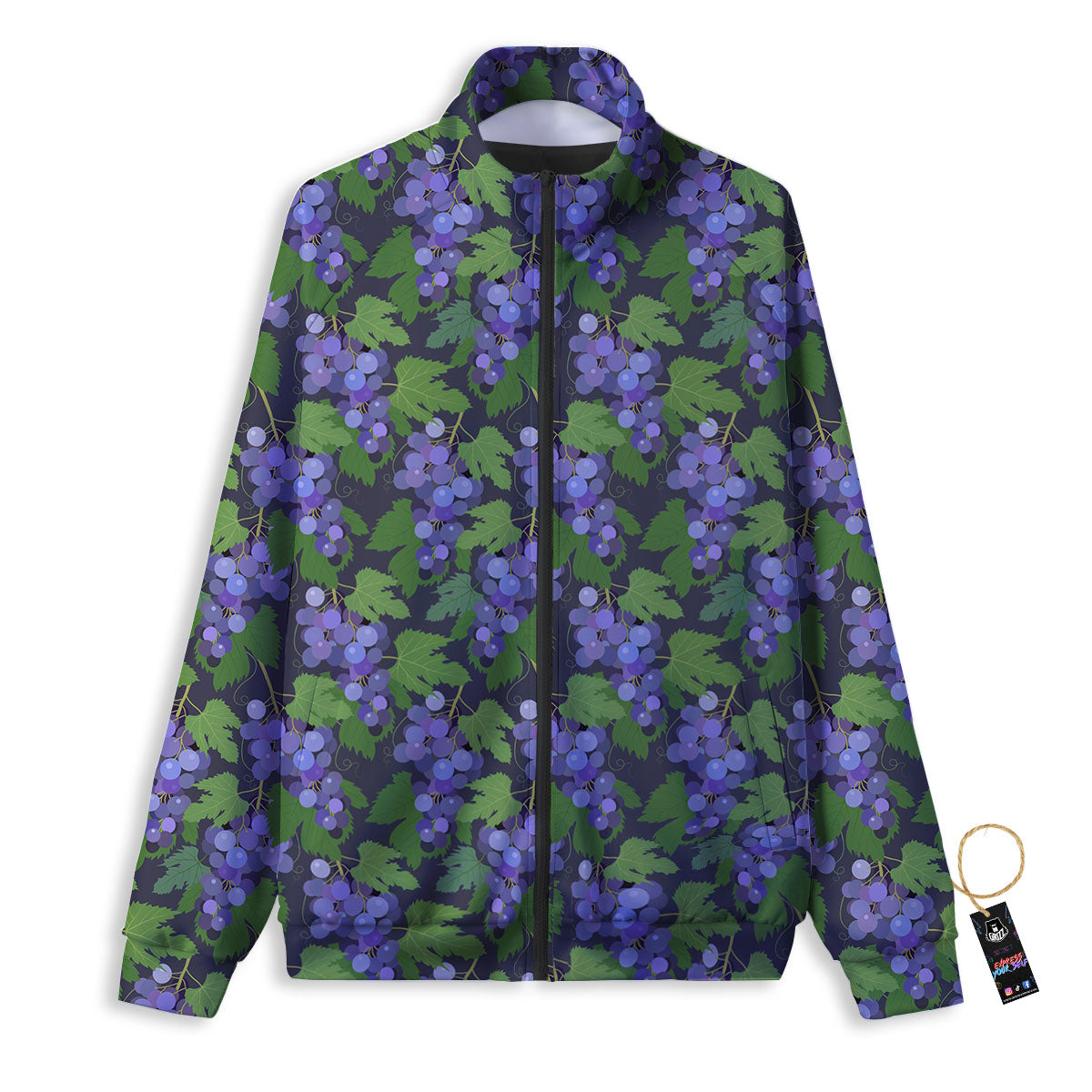 Purple Grapes Print Pattern Track Jacket-grizzshop