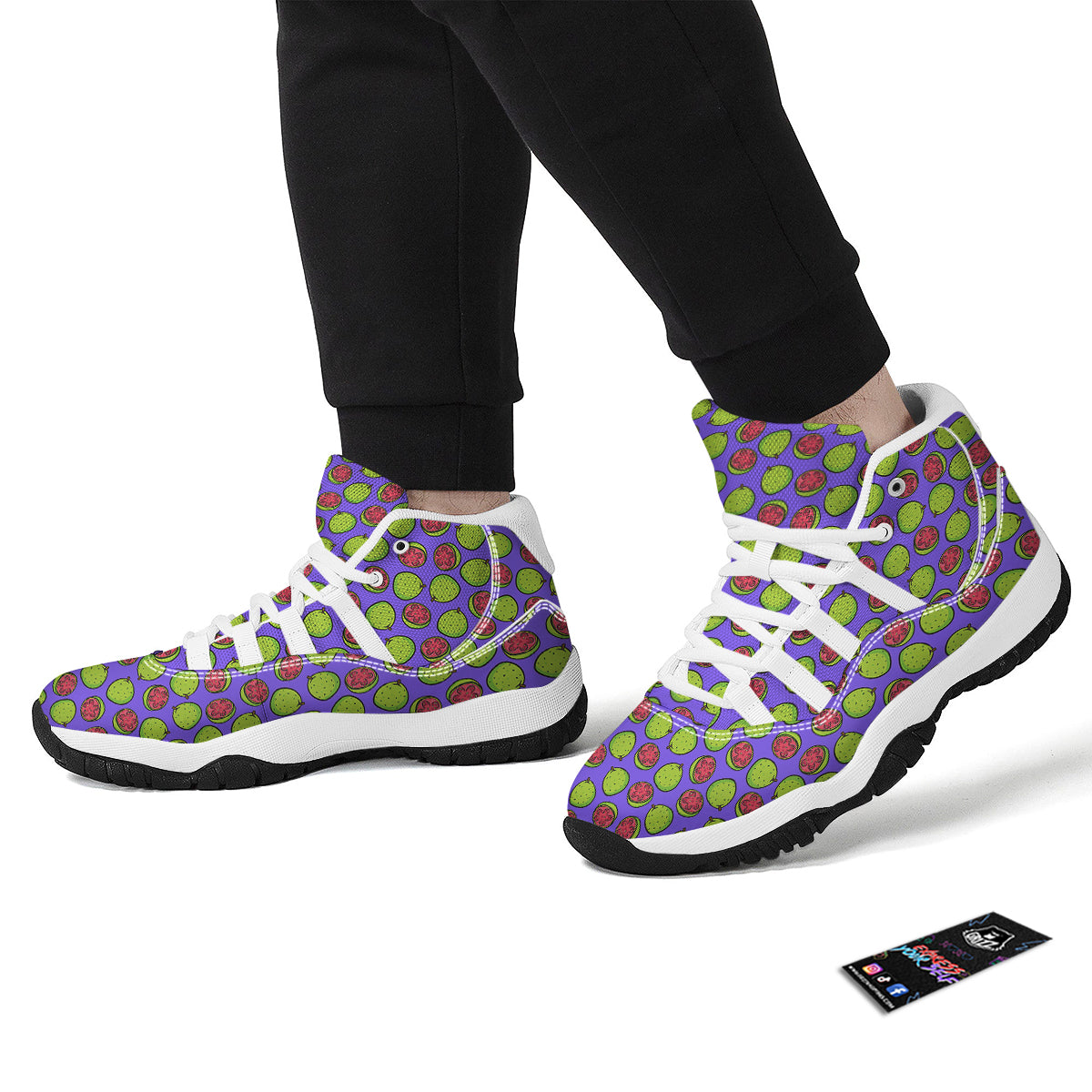 Purple Guava Print Pattern White Bball Shoes-grizzshop