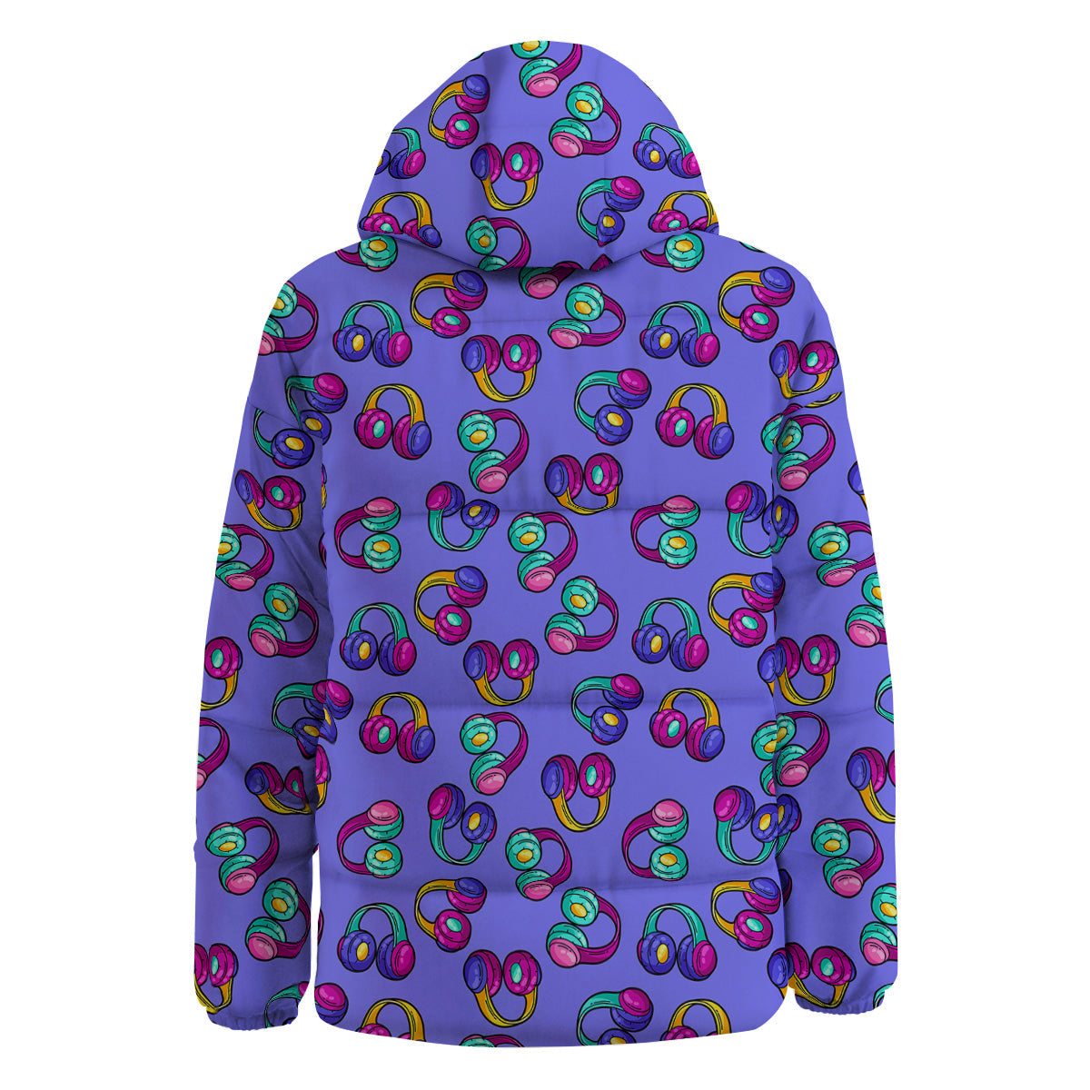 Purple Headphones Print Pattern Down Jacket-grizzshop