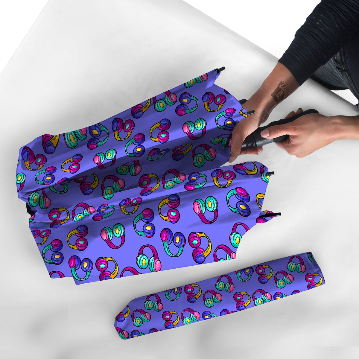 Purple Headphones Print Pattern Umbrella-grizzshop